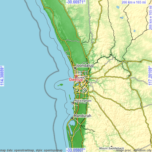 Topographic map of Gwelup