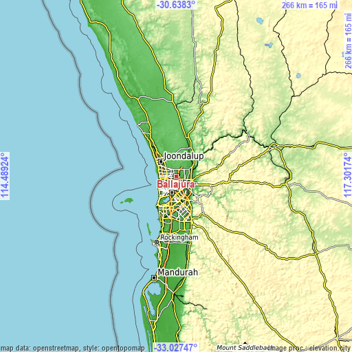 Topographic map of Ballajura