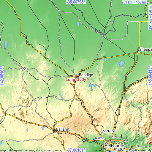 Topographic map of Long Gully