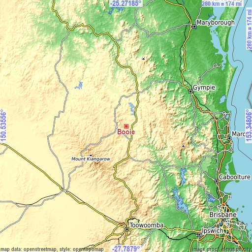 Topographic map of Booie