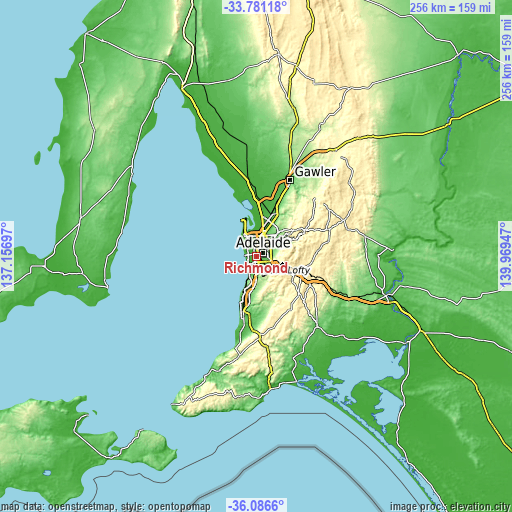 Topographic map of Richmond