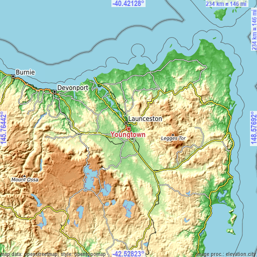 Topographic map of Youngtown
