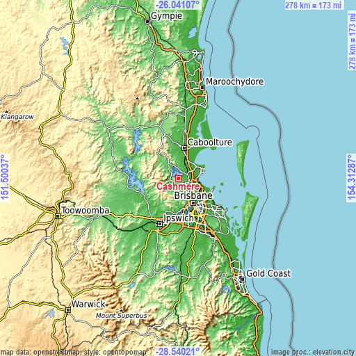 Topographic map of Cashmere