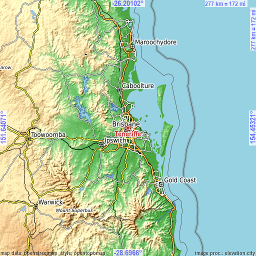 Topographic map of Teneriffe