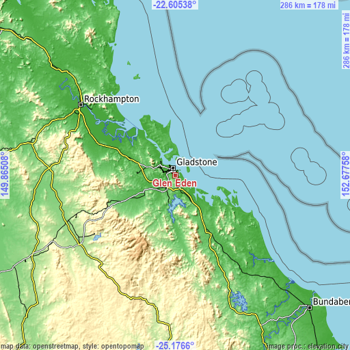 Topographic map of Glen Eden