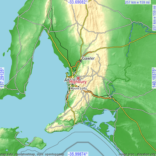 Topographic map of Highbury