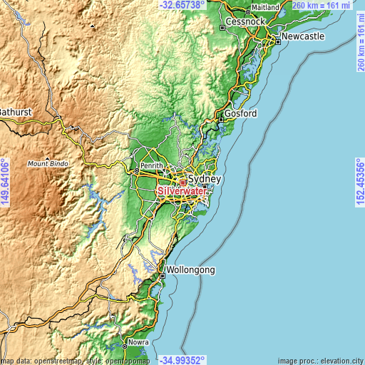 Topographic map of Silverwater