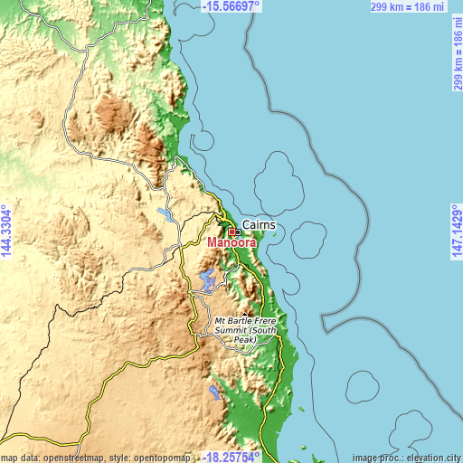 Topographic map of Manoora