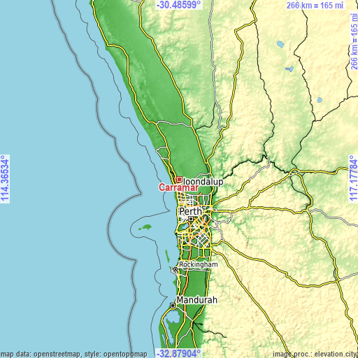 Topographic map of Carramar