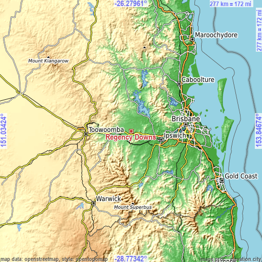 Topographic map of Regency Downs