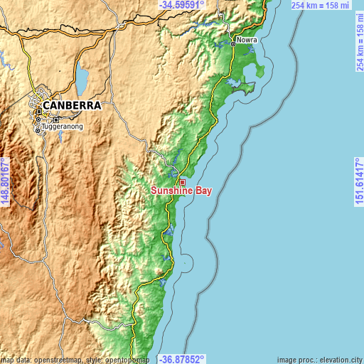 Topographic map of Sunshine Bay