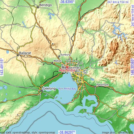 Topographic map of Aberfeldie
