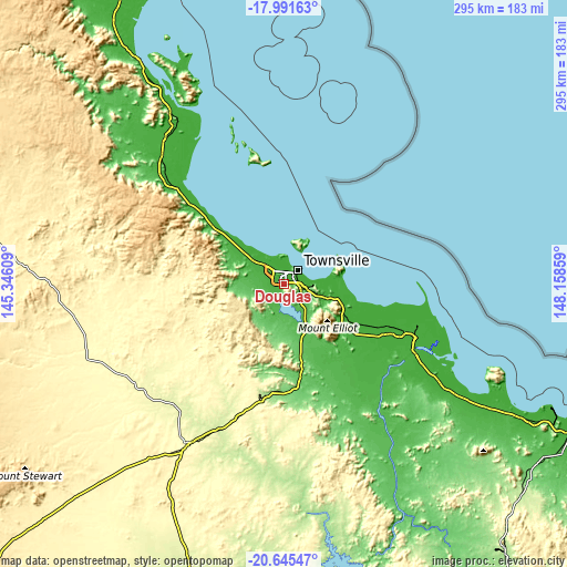 Topographic map of Douglas