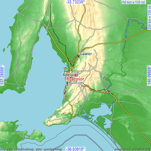 Topographic map of Rostrevor