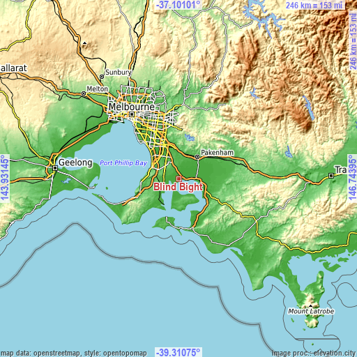 Topographic map of Blind Bight