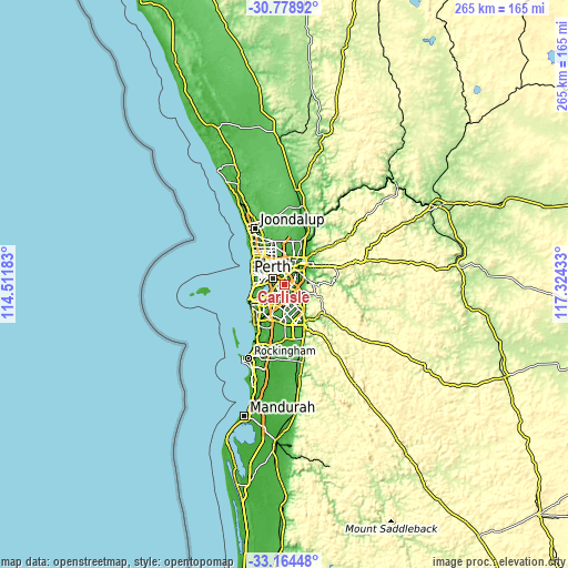 Topographic map of Carlisle