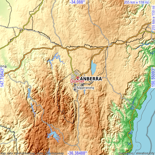 Topographic map of Downer