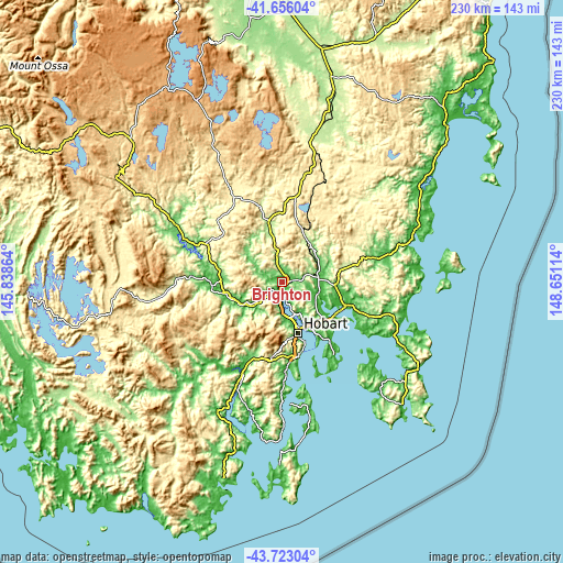 Topographic map of Brighton