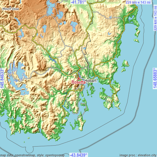 Topographic map of Rosetta