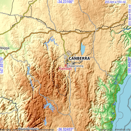 Topographic map of Kambah