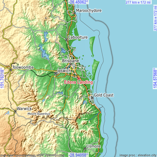 Topographic map of Edens Landing