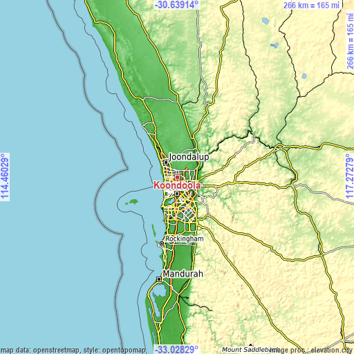 Topographic map of Koondoola