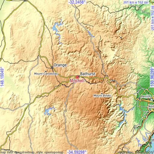 Topographic map of Mitchell