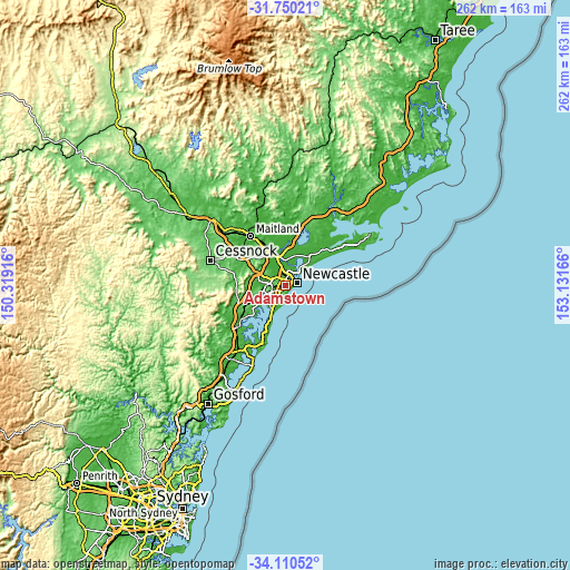 Topographic map of Adamstown