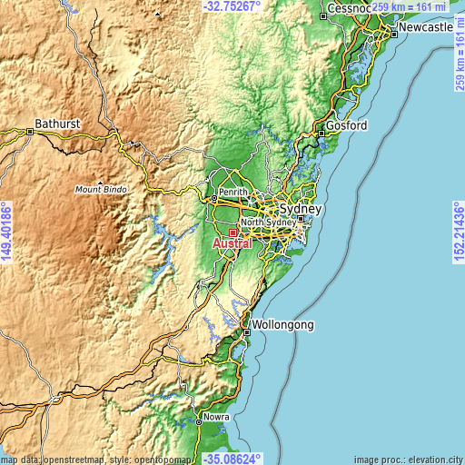 Topographic map of Austral