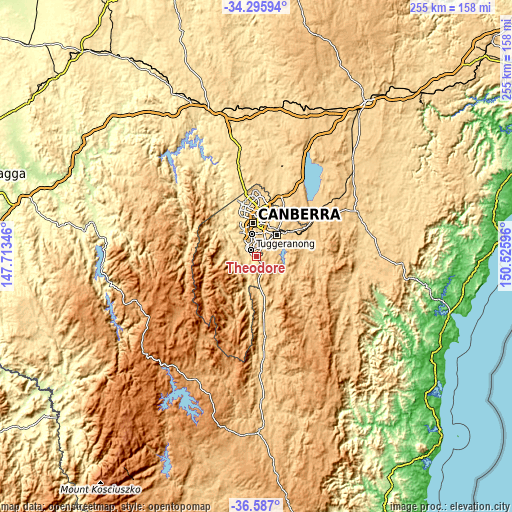 Topographic map of Theodore