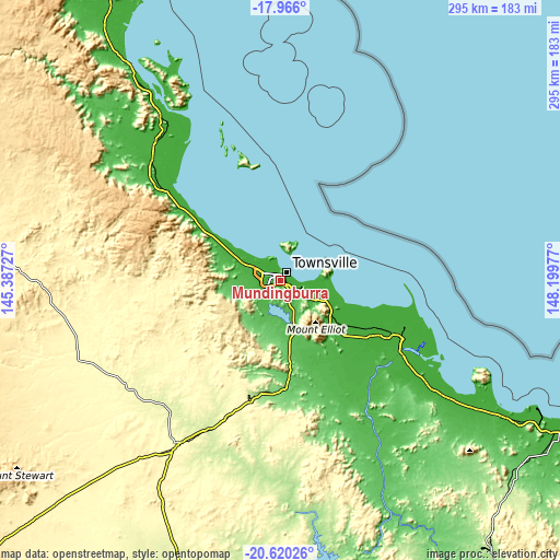 Topographic map of Mundingburra