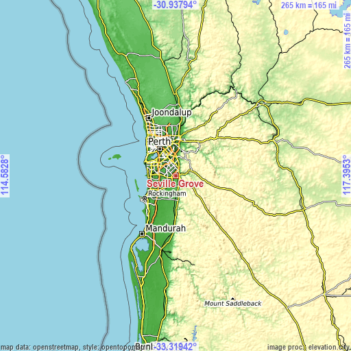 Topographic map of Seville Grove