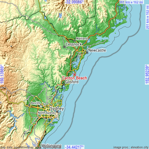 Topographic map of Canton Beach