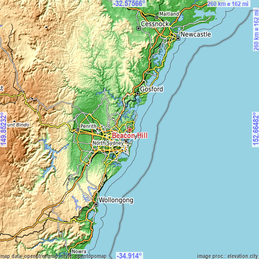 Topographic map of Beacon Hill