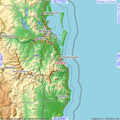 Topographic map of Carrara