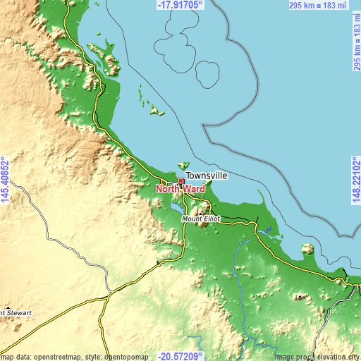Topographic map of North Ward