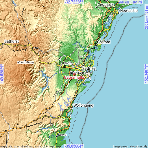 Topographic map of Cabramatta