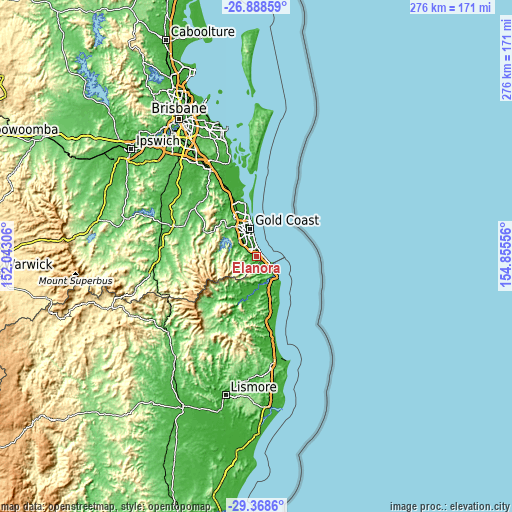 Topographic map of Elanora