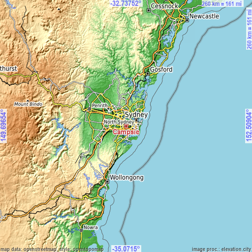 Topographic map of Campsie