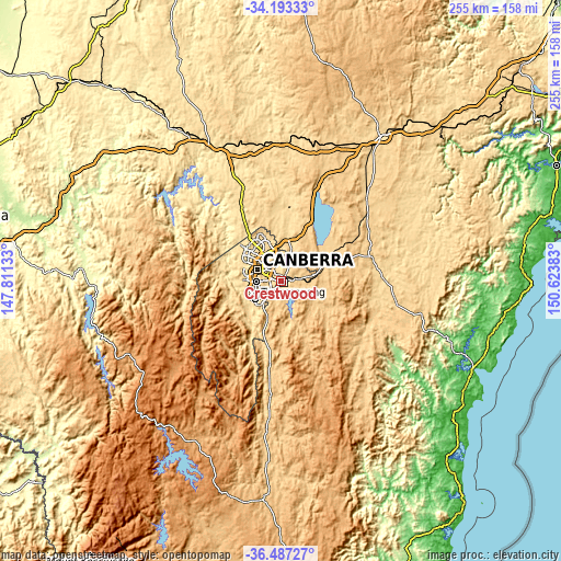 Topographic map of Crestwood