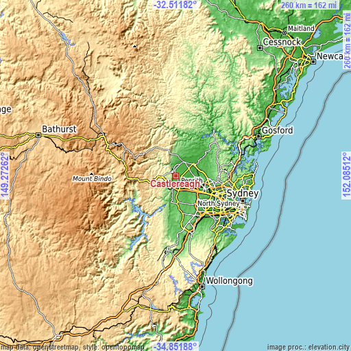 Topographic map of Castlereagh