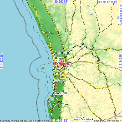 Topographic map of Beechboro