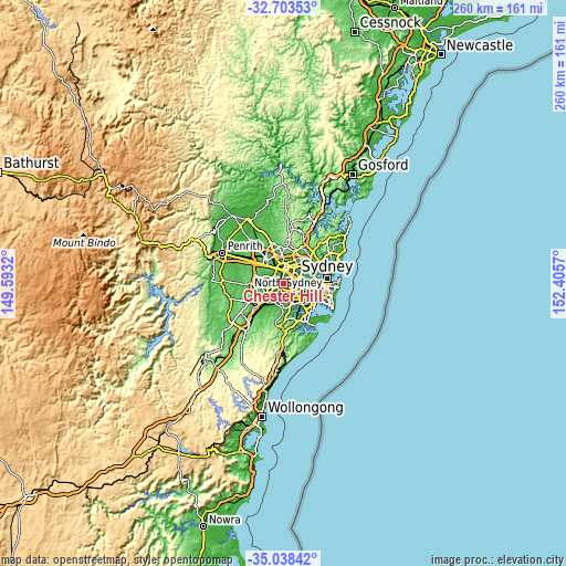 Topographic map of Chester Hill