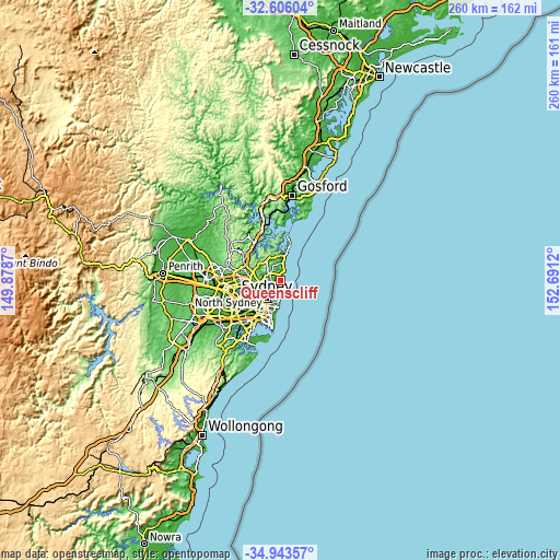 Topographic map of Queenscliff