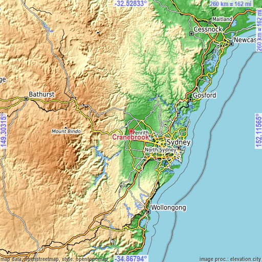 Topographic map of Cranebrook