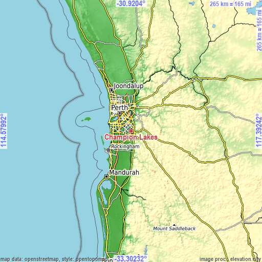 Topographic map of Champion Lakes