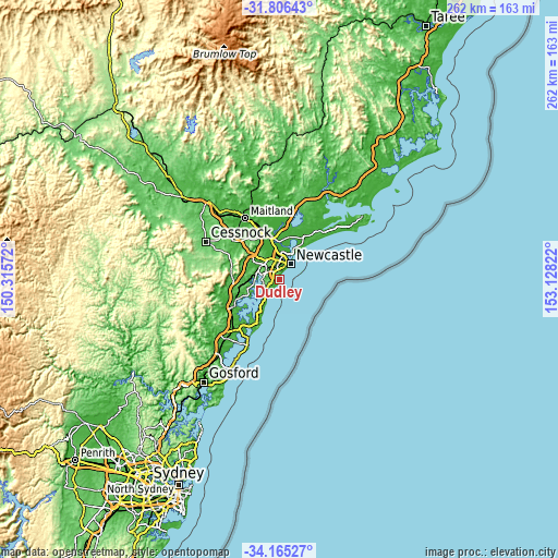 Topographic map of Dudley