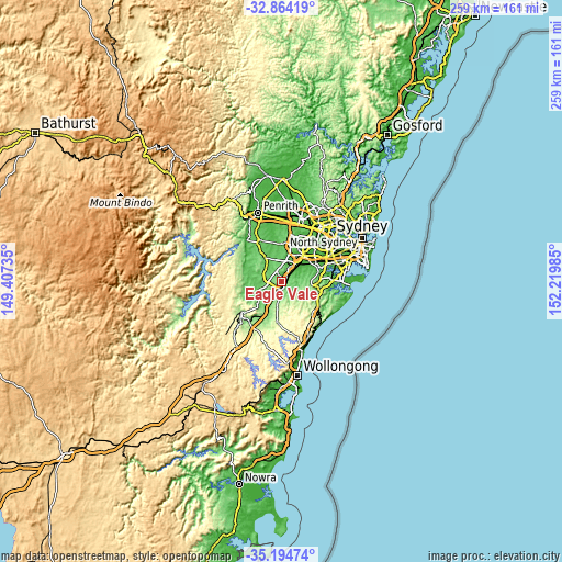 Topographic map of Eagle Vale