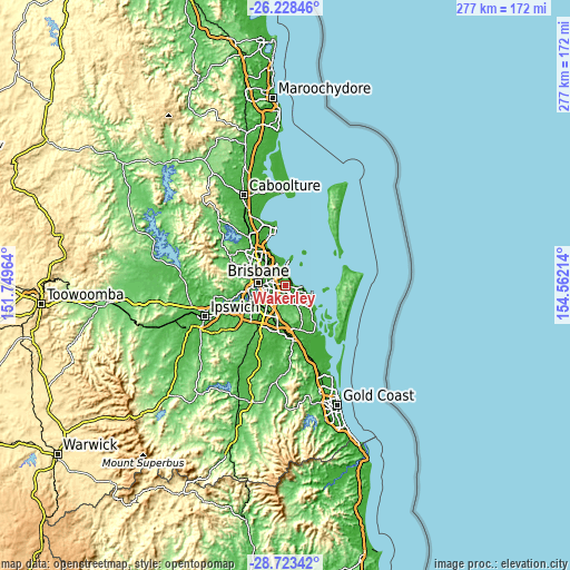 Topographic map of Wakerley