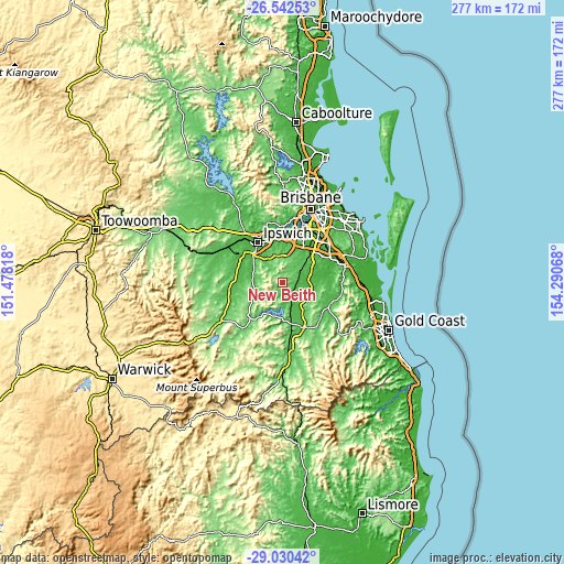 Topographic map of New Beith